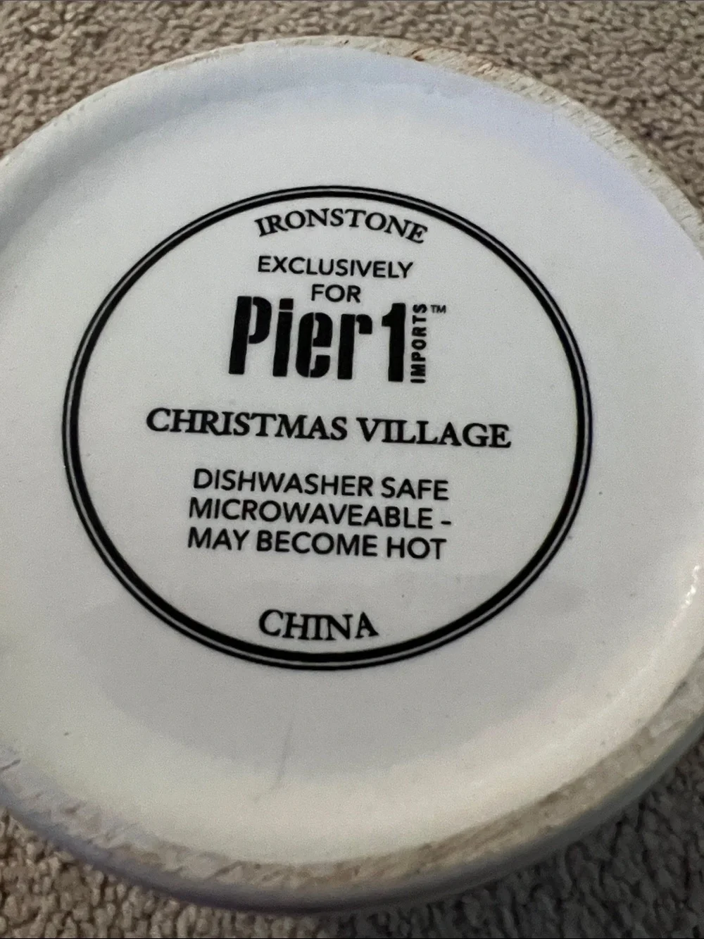 Pier 1 Red Barn Holiday Mug with Snowy Scene sleigh snowman